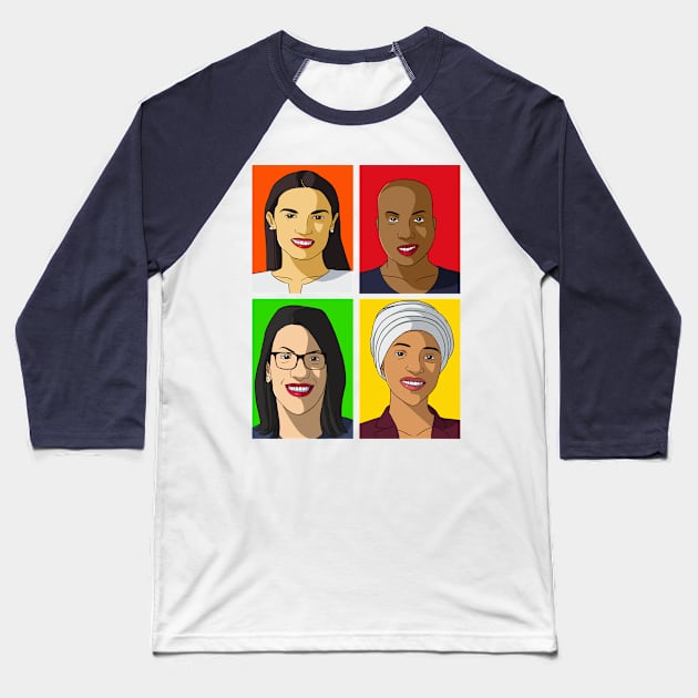 AOC The Squad Democrat Party Feminist Baseball T-Shirt by Noseking